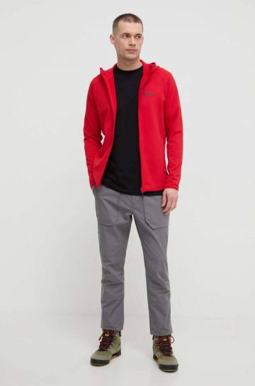 Спортивная кофта Jack Wolfskin Baiselberg цвет красный с капюшоном однотонная Спортивная кофта Jack Wolfskin Baiselberg цвет красный с капюшоном однотонная