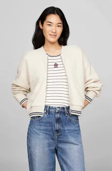 Женская бежевая спортивная кофта CROP VARSITY ZIPUP Бежевый XS Tommy Hilfiger WW0WW42097
