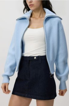 Reserved - Кардиган на блискавці - блідо-блакитний - 992JH-05X