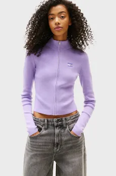 Женская сиреневая спортивная кофта TJW ZIP HIGH NECK Сиреневый S Tommy Jeans DW0DW20967