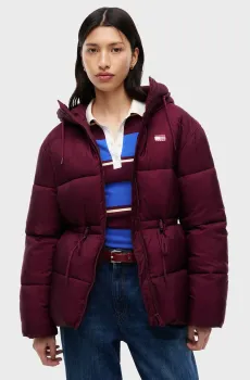 Женская бордовая куртка HOODED MIDI PUFFER Бордовый XS Tommy Jeans DW0DW21626