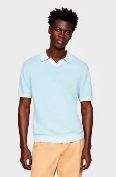 Мужское голубое льняное поло LINEN BLEND REVERE S/S Голубой XL Tommy Hilfiger MW0MW34677