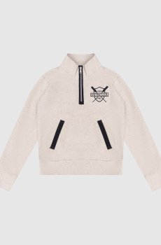 Детский бежевый меланжевый свитшот с логотипом