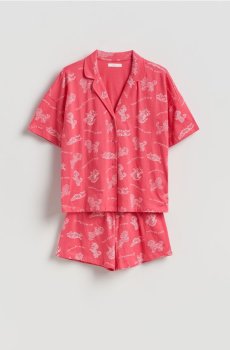Reserved - Бавовняний піжамний комплект - фуксія - 574HS-43X