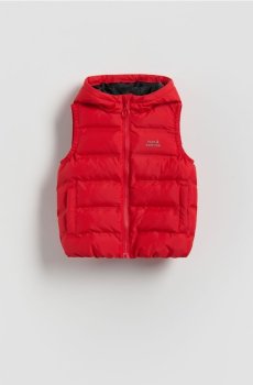 Reserved - Стьобаний жилет із каптуром - червоний - 783HF-33X