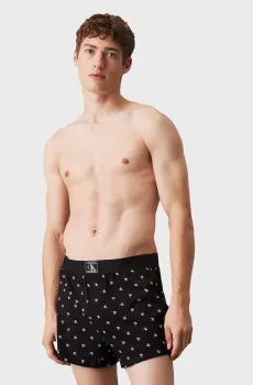 Мужские черные трусы с узором BOXER SLIM Черный S Calvin Klein 000NB4116A