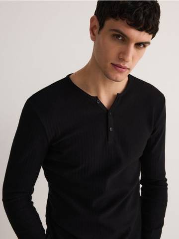 Reserved - Лонгслів у смужку slim fit - чорний - 8684H-99X Reserved - Лонгслів у смужку slim fit - чорний - 8684H-99X