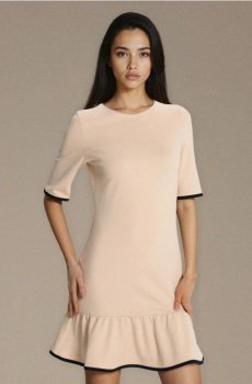 Сукня міні з контрастною обробкою з віскози - нюдовий