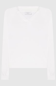 Белый пуловер из шерсти с цепочкой мониль