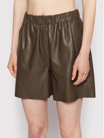 Notes Du Nord Шкіряні шорти Debbie 12712 Зелений Regular Fit Notes Du Nord Шкіряні шорти Debbie 12712 Зелений Regular Fit