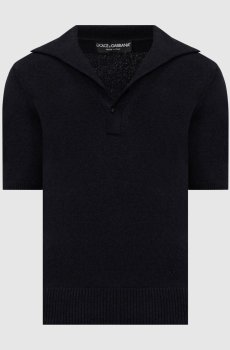 Черное поло с вышивкой монограммы