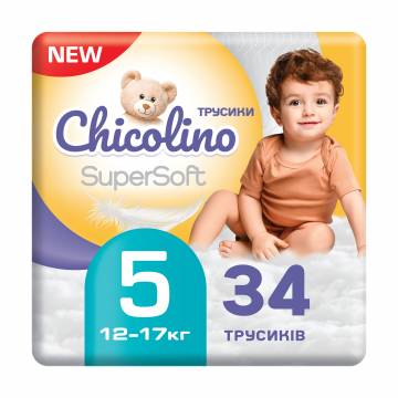 Подгузники-трусики Chicolino Super Soft размер 5 (12-17 кг), 34 шт Подгузники-трусики Chicolino Super Soft размер 5 (12-17 кг), 34 шт