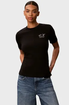 Женская черная футболка SLIM LOGO INITIAL Черный XS Calvin Klein Jeans LV047G808G