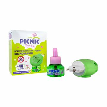 Универсальный электрофумигатор + жидкость от комаров Picnic Baby с ароматом ромашки, 45 ночей, 30 мл