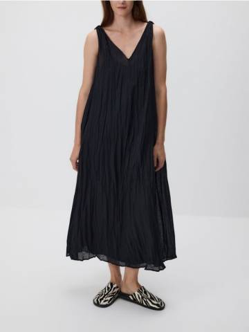 Reserved - Сукня міді з тканини рамie - чорний - 5160V-99X