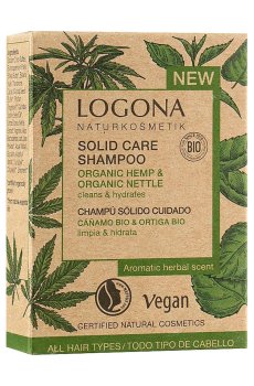 Уценка! Твердый шампунь Logona Solid Care Shampoo для всех типов волос, с коноплей и крапивой, 60 г