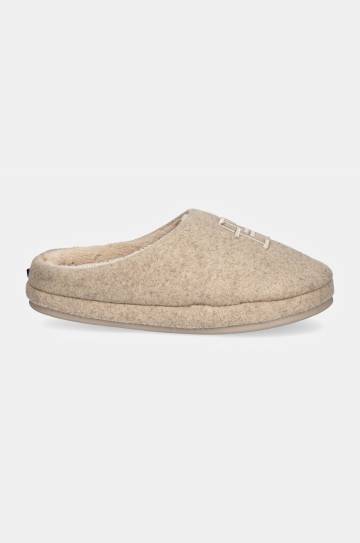 Тапки Tommy Hilfiger TH EMBROIDERED BASICS SLIPPER цвет бежевый FW0FW08135 Тапки Tommy Hilfiger TH EMBROIDERED BASICS SLIPPER цвет бежевый FW0FW08135