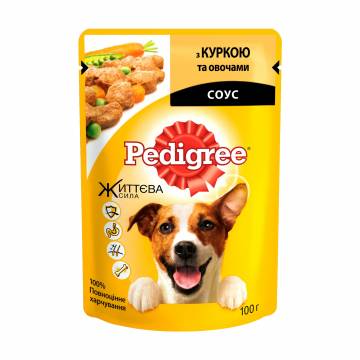 Влажный корм для взрослых собак Pedigree Курица и овощи в соусе, 100 г