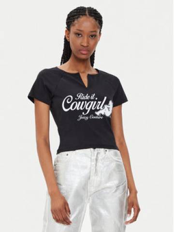 Juicy Couture Футболка Ride A Cowgirl JCWCT23333 Чорний Slim Fit Juicy Couture Футболка Ride A Cowgirl JCWCT23333 Чорний Slim Fit