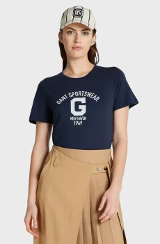 Женская темно-синяя футболка REG LOGO Синий XS Gant 4200849