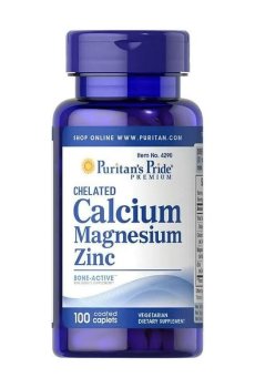Кальций, магний, цинк Puritans Pride Chelated Calcium Magnesium Zinс, 100 каплетов
