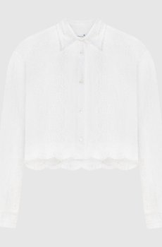 Белая укороченная блуза из кружева