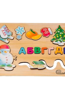 Деревянный сортер-монтессори PuzzleOk Зима, от 3 лет, 14 деталей, 21*29.7 см (Puz-30957)