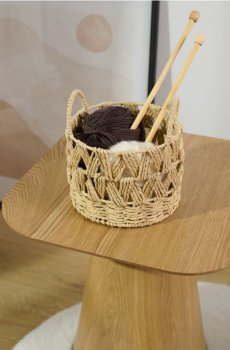 Плетений кошик для зберігання з ручками - бежевий