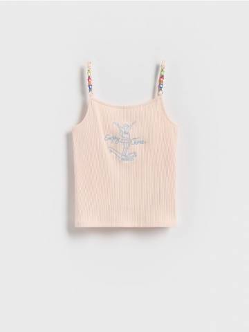 Reserved - Топ з ефектними бретельками - персиковий - 563EX-24X