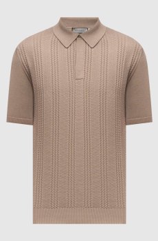 Бежевое поло в узор