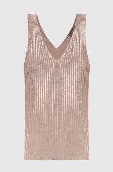 Бежевый топ в рубчик