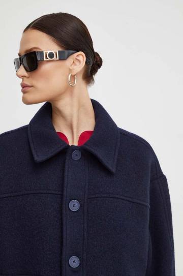 Куртка с примесью шерсти American Vintage цвет синий переходная oversize Куртка с примесью шерсти American Vintage цвет синий переходная oversize