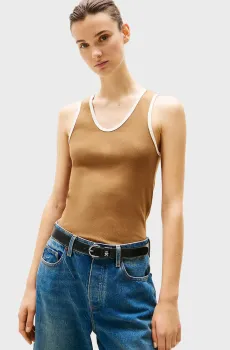 Женская бежевая майка CONTRAST SOFT Бежевый XS Tommy Hilfiger WW0WW44572