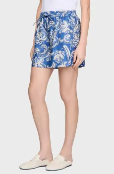 Женские синие шорты с узором Синий 36 Sandro SFPSH00635_Blue - Ecru