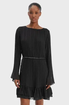 Женское черное плиссированное платье Черный L Guess W6RK37.WJ712;JBLK