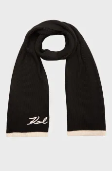 Женский черный шарф K SIGNATURE KNIT SCARF Черный ONESIZE Karl Lagerfeld 246W3307