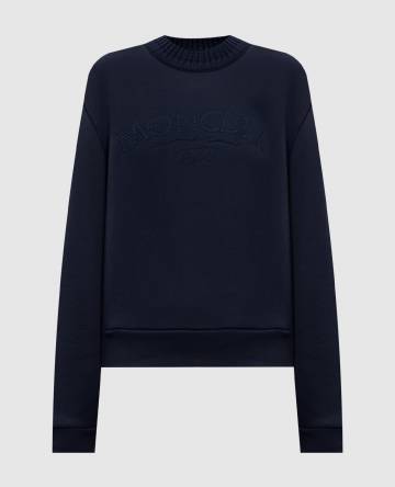 Синий свитшот с вышивкой логотипа