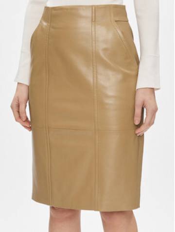 Boss Шкіряна спідниця Seleni 50505502 Бежевий Slim Fit Boss Шкіряна спідниця Seleni 50505502 Бежевий Slim Fit
