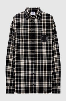 Черная удлиненная рубашка в клетку