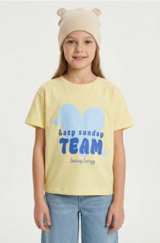 Бавовняна футболка з принтом - світло-жовтий