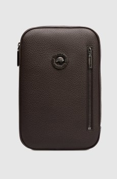 Коричневая кожаная сумка-слинг с эмблемой с рутениевым покрытием