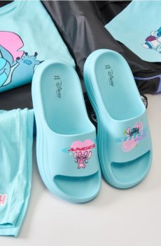 Шльопанці на товстій підошві Stitch - блідо-зелений