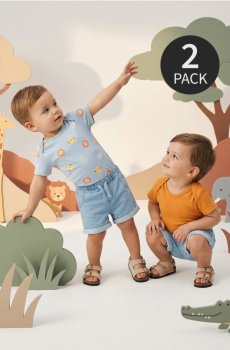 Бавовняні боді, 2 шт. - блакитний