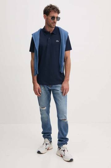 Поло Lacoste мужской цвет синий однотонный DH5522 Поло Lacoste мужской цвет синий однотонный DH5522