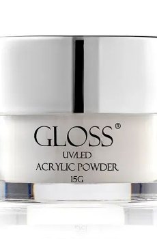 Акриловая пудра для ногтей Gloss UV/LED Acrylic Powder 004 Белый с блеском, 15 г