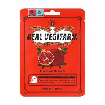 Тканевая маска для лица Fortheskin Super Food Real Vegifarm Double Shot Mask Pomegranate, 23 мл Тканевая маска для лица Fortheskin Super Food Real Vegifarm Double Shot Mask Pomegranate, 23 мл