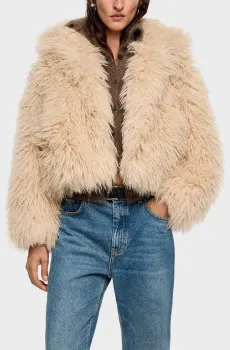 Женская бежевая шуба Бежевый M Bimba Y Lola 252BR0483.10070