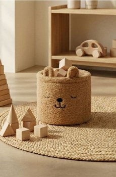Кошик для зберігання з мотивом ведмедика - бежевий
