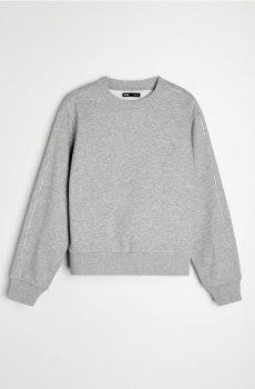 Свішот crewneck з декоративними стразами - сірий