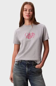 Женская серая футболка FITTED SCRIPT Серый XS Calvin Klein Jeans LV047D210G